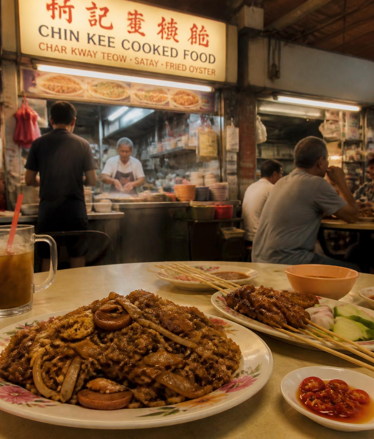 Late-night hawker centre table in Singapore